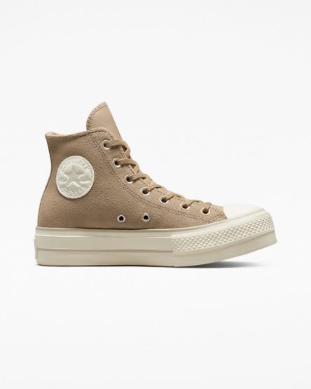 Women's Converse Chuck Taylor All Star Lift Suede High Top Platform Shoes Khaki | AU 936CET